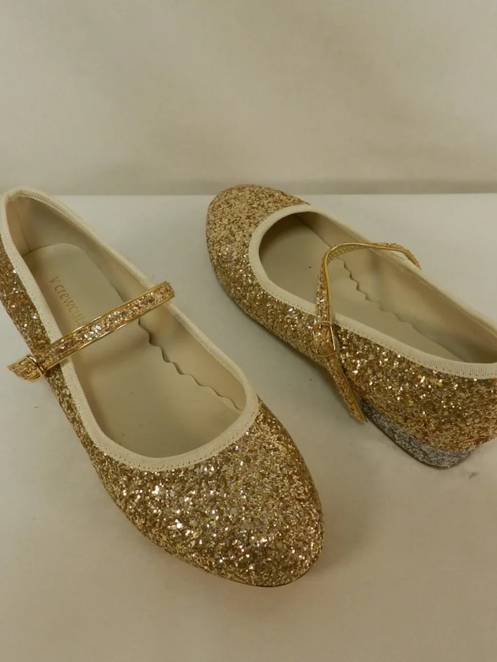 Crewcuts Glitter Gold & Silver Mary Jane shoes J. Crew Girls Occasion Size Sz 5